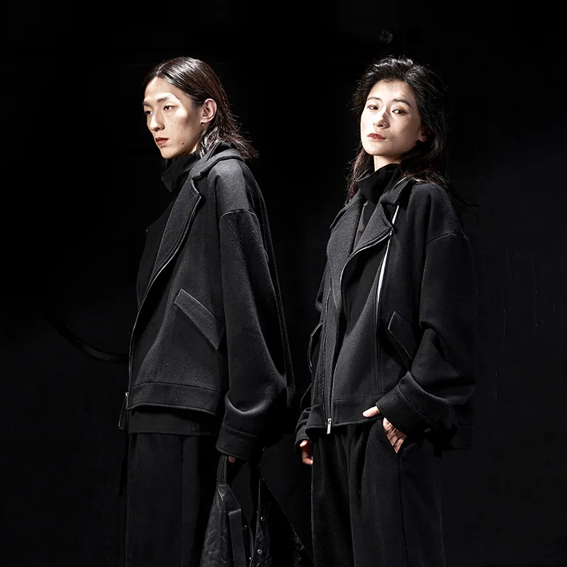 HUANXIANGZHE Jackets Coats Unisex Black-5