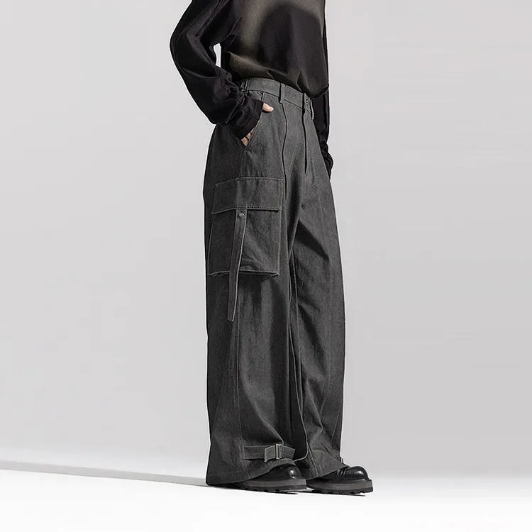 HUANXIANGZHE Casual Pants Unisex Gray-2