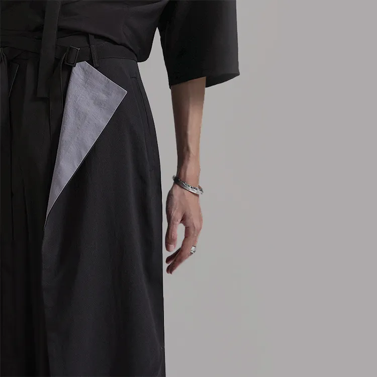 HUANXIANGZHE Casual Pants Unisex Black-4