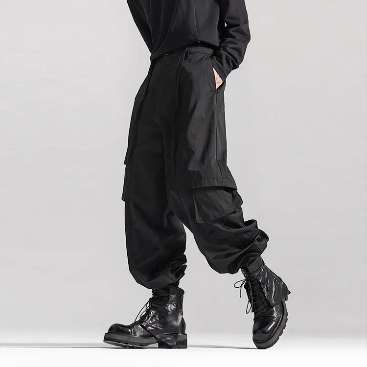 HUANXIANGZHE Casual Pants Unisex Black-2