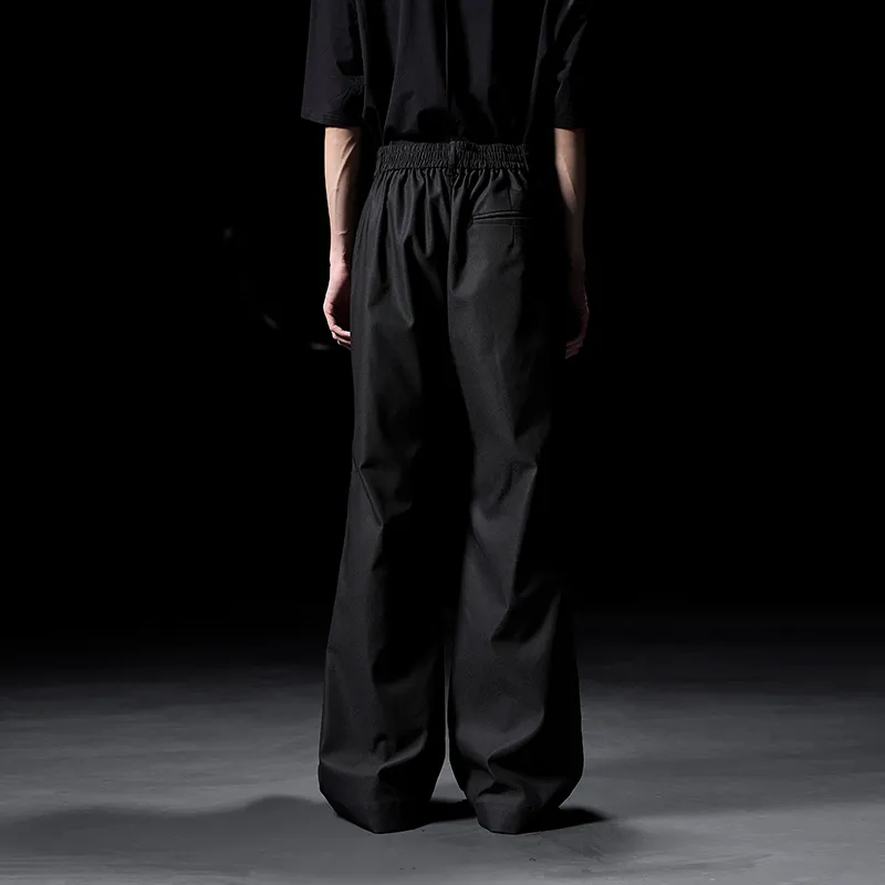 HUANXIANGZHE Flared Pants Loose Fit Straight Fit Casual Pants Unisex Black-5