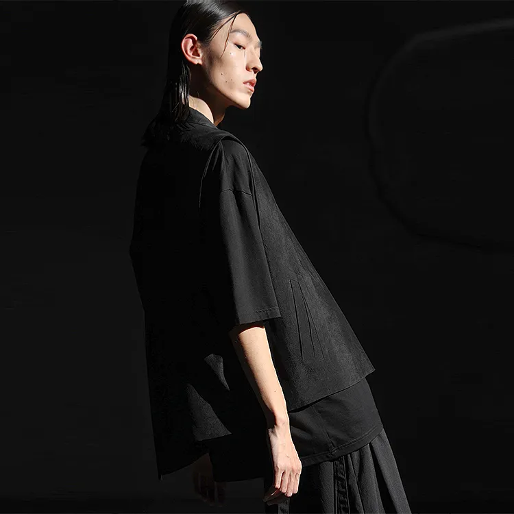 HUANXIANGZHE Vests Unisex Black-4