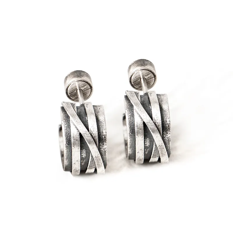 HUANXIANGZHE S990 Silver Earrings Unisex Silver-2