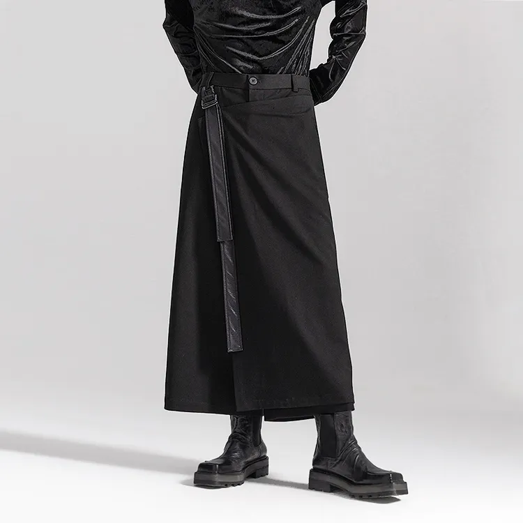 HUANXIANGZHE Skirt Unisex Black-2