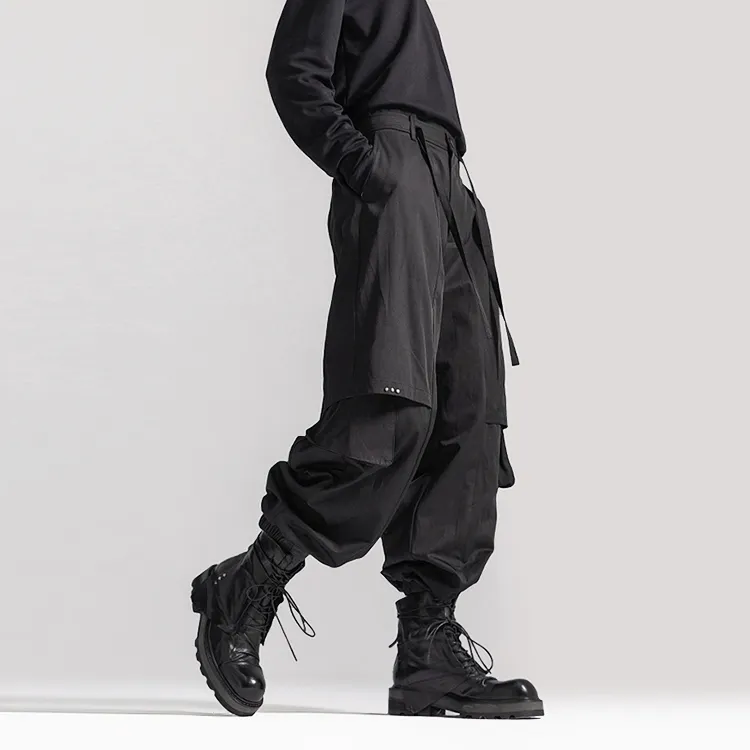 HUANXIANGZHE Casual Pants Unisex Black-3