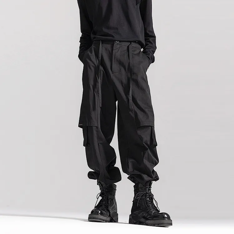 HUANXIANGZHE Casual Pants Unisex Black-4
