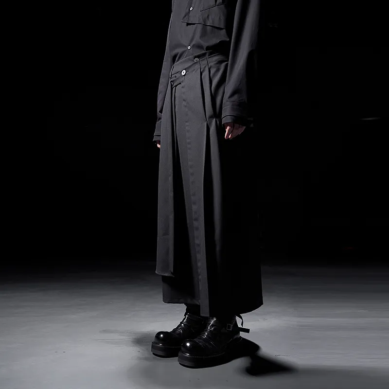 HUANXIANGZHE Skirt Unisex Black-5