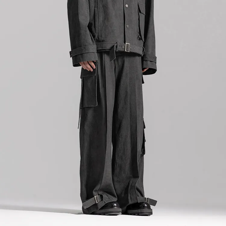 HUANXIANGZHE Casual Pants Unisex Gray-6