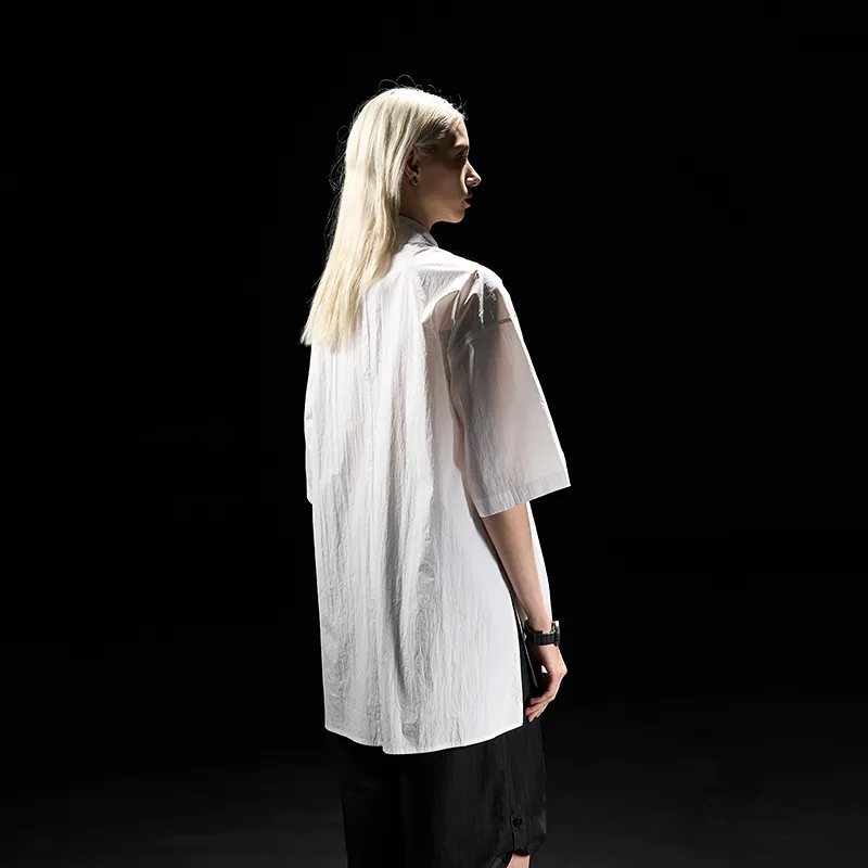 HUANXIANGZHE Shirts Unisex White-5