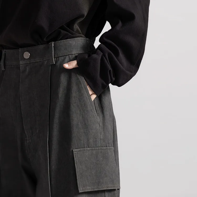 HUANXIANGZHE Casual Pants Unisex Gray-4