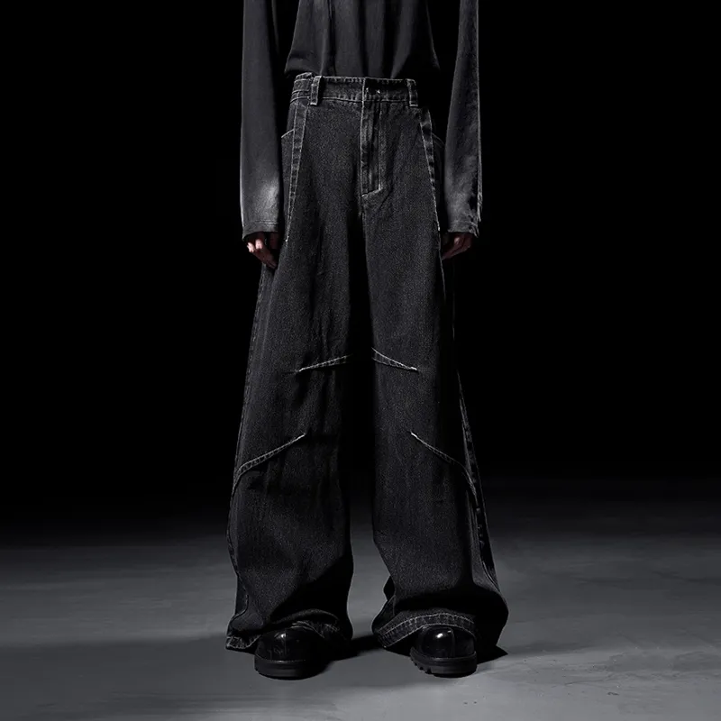 HUANXIANGZHE Jeans Unisex Black-3
