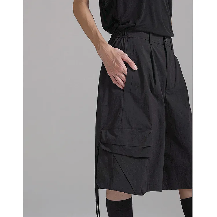 HUANXIANGZHE Casual Shorts Unisex Black-5