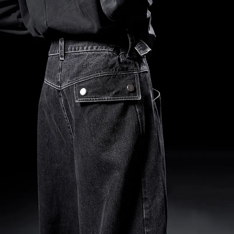 HUANXIANGZHE Jeans Unisex Black-6