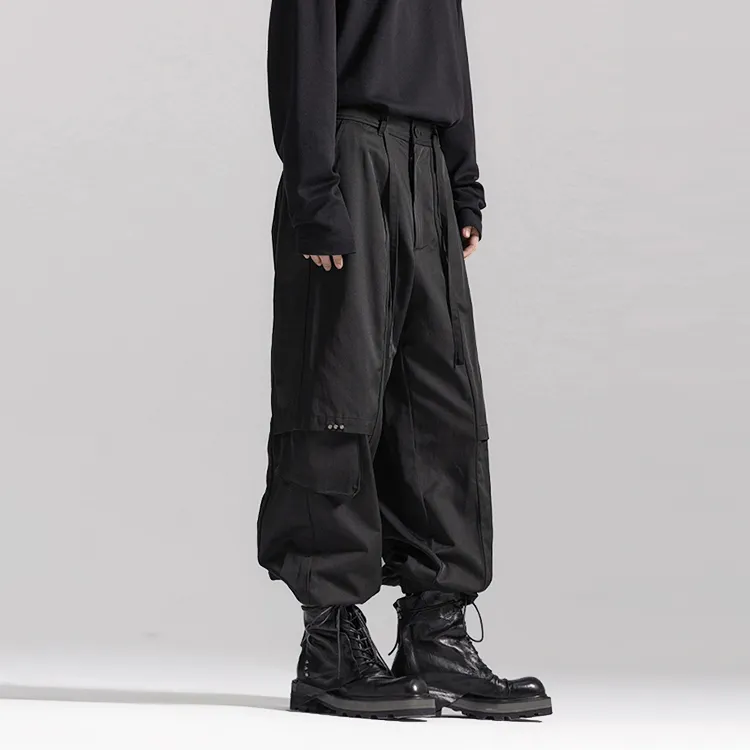 HUANXIANGZHE Casual Pants Unisex Black-5
