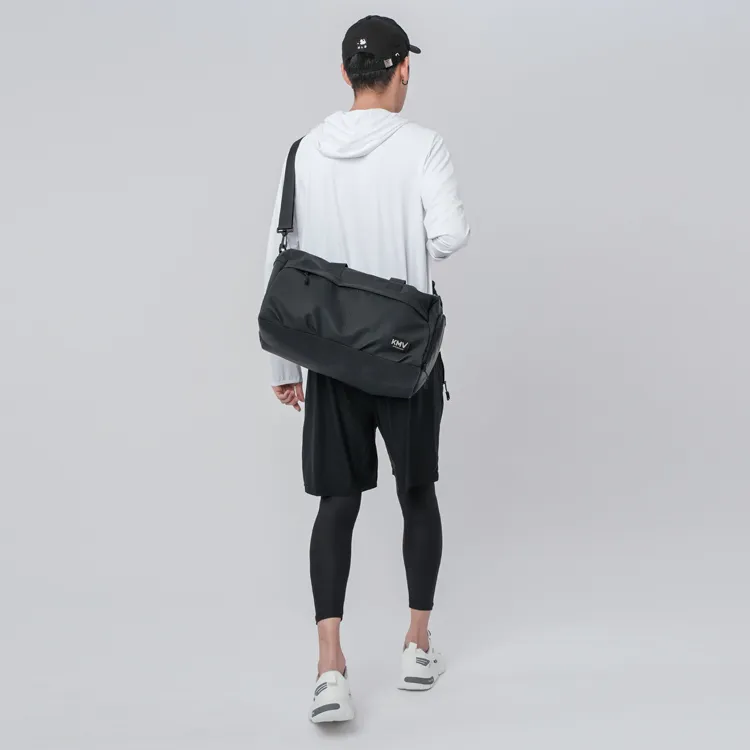 KMV Polyester Shoulder Bag Crossbody Bag Gym Bag Large Size Men's Black/Gray-6