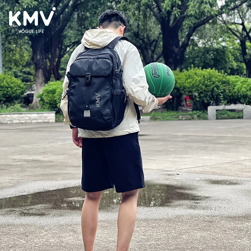 KMV Polyester Backpack Unisex Black/White-16