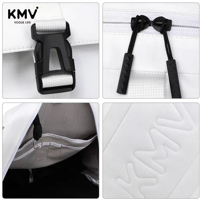 KMV Polyester Backpack Unisex Black/White-28