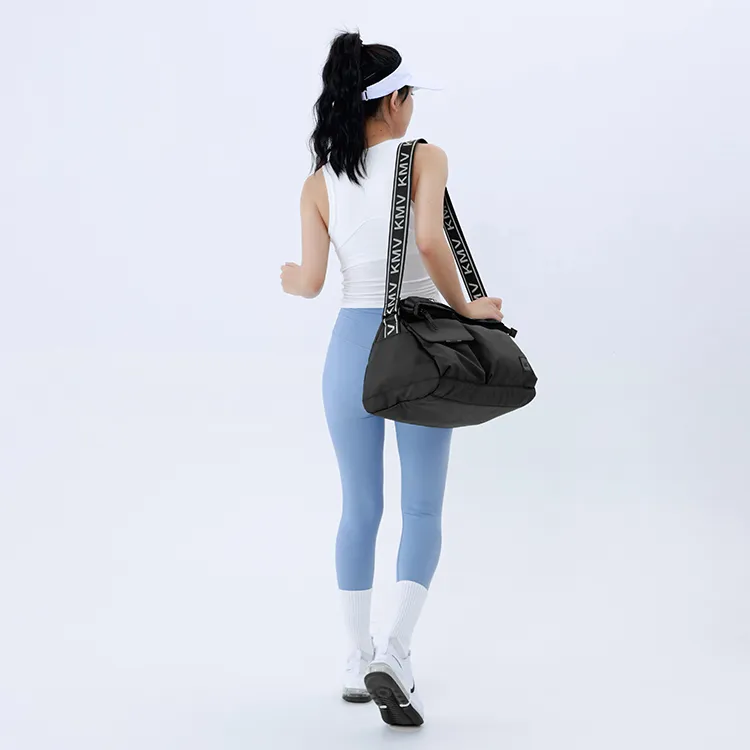 KMV Polyester Gym Bag Medium Size Unisex Black/White/Gray-5