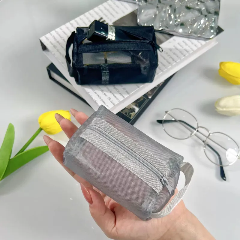 Yan Family Home Desktop Cosmetics Storage Bag Transparent Breathable Small Item Organizer Portable-4