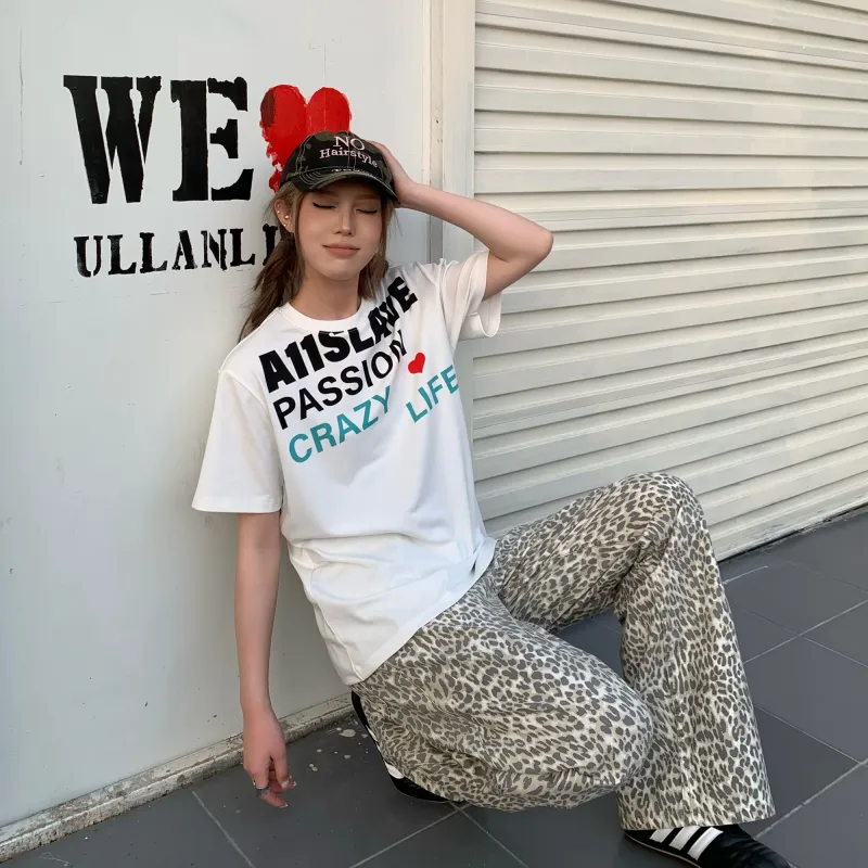 A11SLAVE Casual Pants Unisex Leopard Print-2