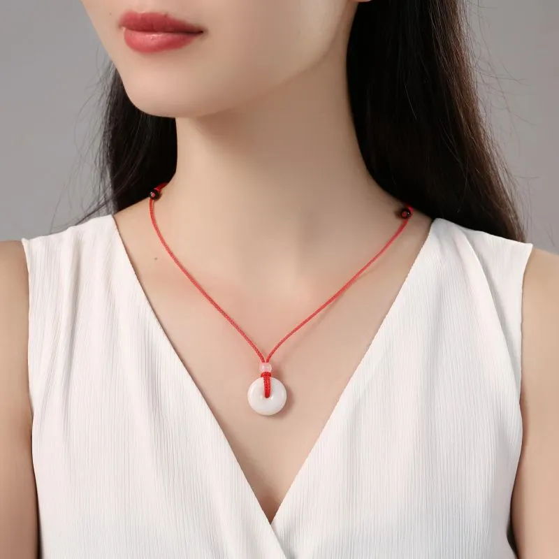 ORTAFFA Hetian Jade Necklaces Pale Greenish White Jade Unisex-3