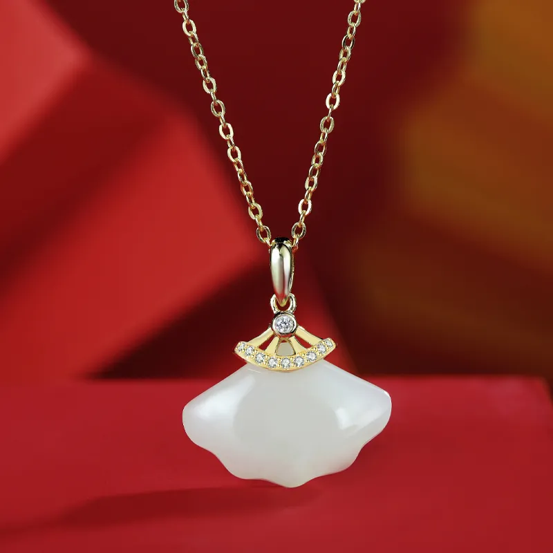 ORTAFFA Hetian Jade Necklaces Pale Greenish White Jade Women's-1