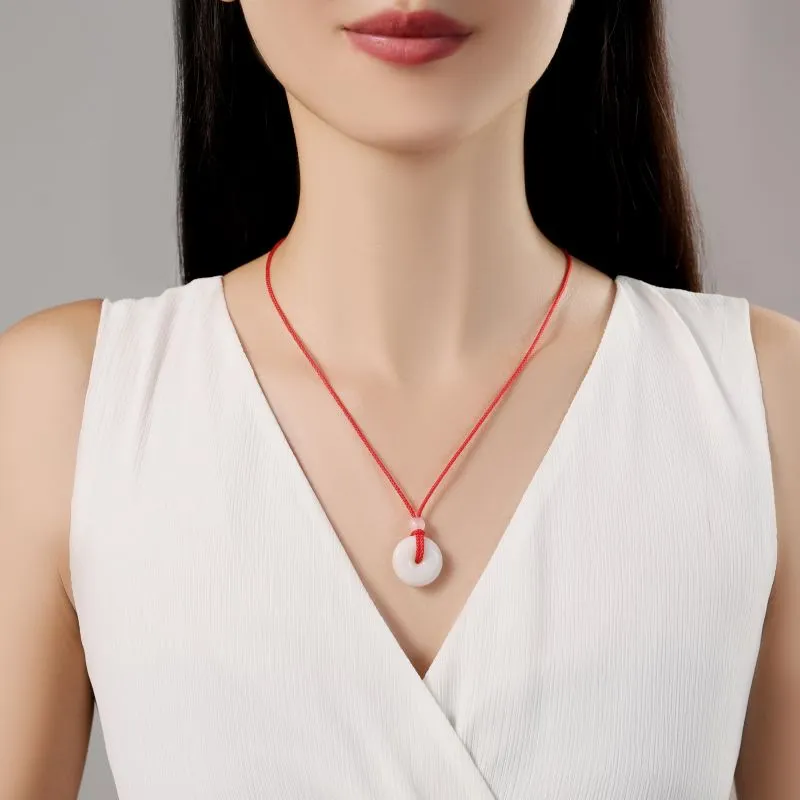 ORTAFFA Hetian Jade Necklaces Pale Greenish White Jade Unisex-2