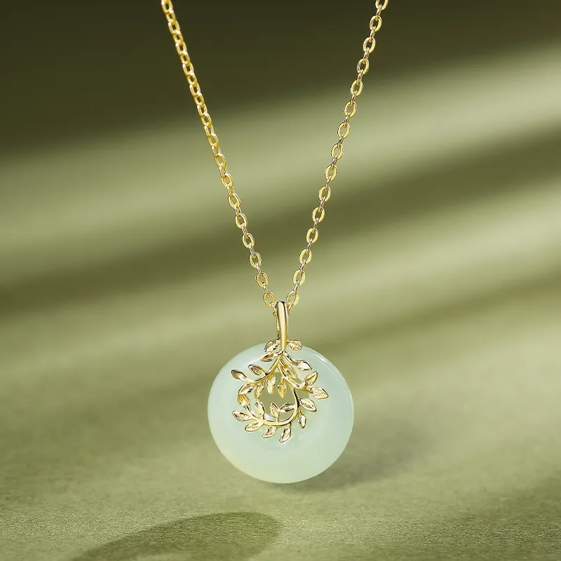 ORTAFFA Hetian Jade Necklaces Pale Greenish White Jade Women's-4