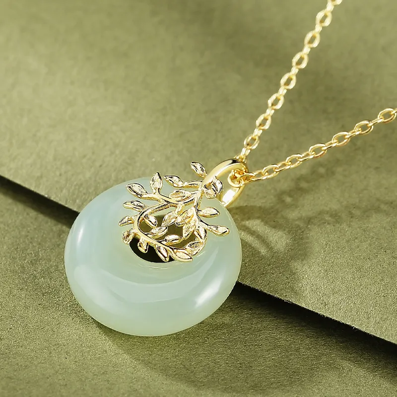 ORTAFFA Hetian Jade Necklaces Pale Greenish White Jade Women's-3
