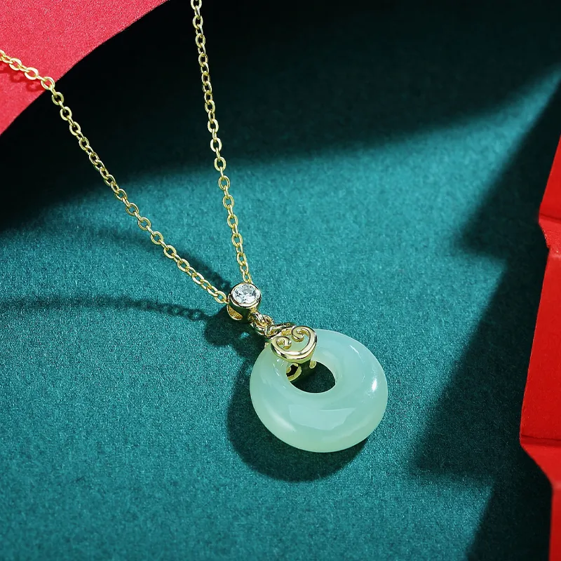 ORTAFFA Hetian Jade Necklaces Pale Greenish White Jade Unisex-2