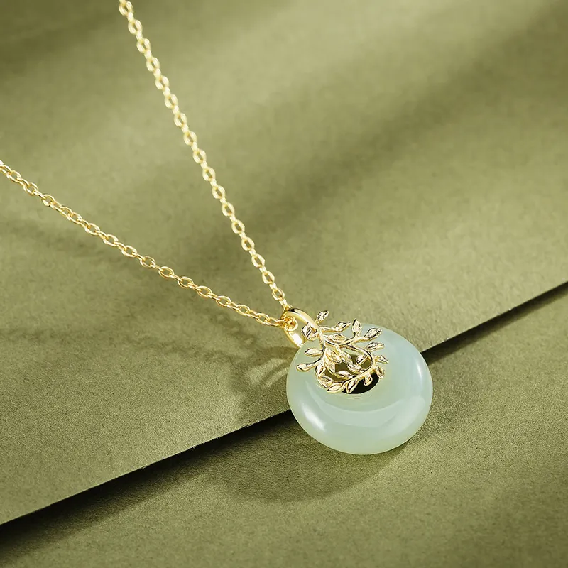 ORTAFFA Hetian Jade Necklaces Pale Greenish White Jade Women's-2