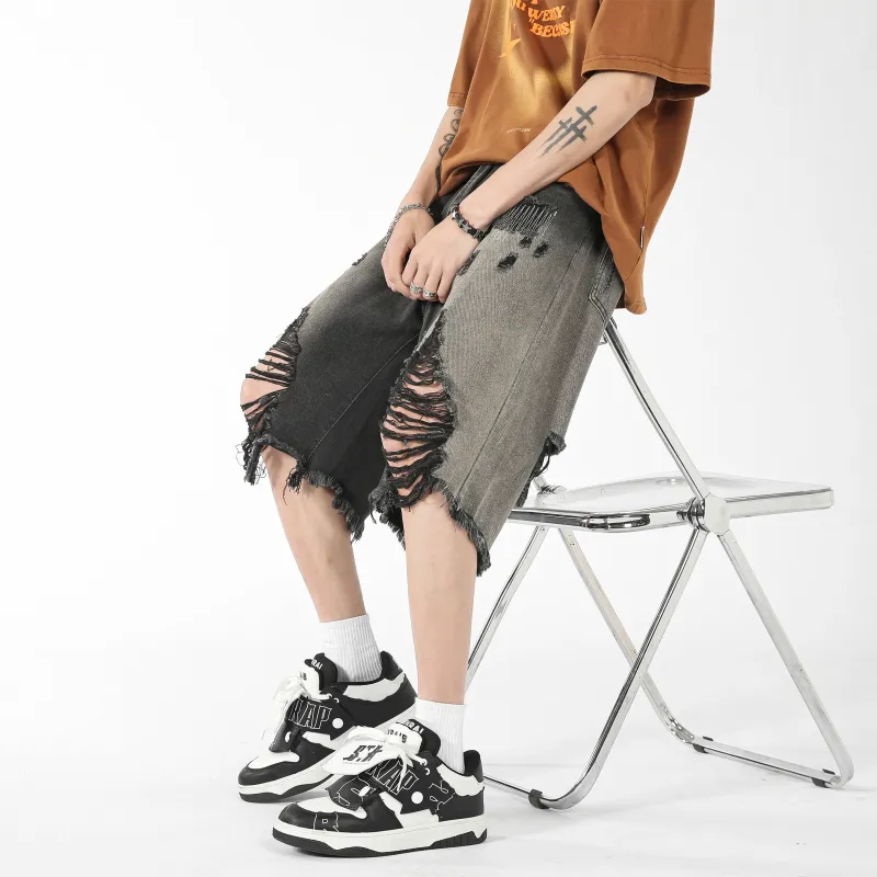 CHARLIE GOLF Denim Shorts Unisex Black-4