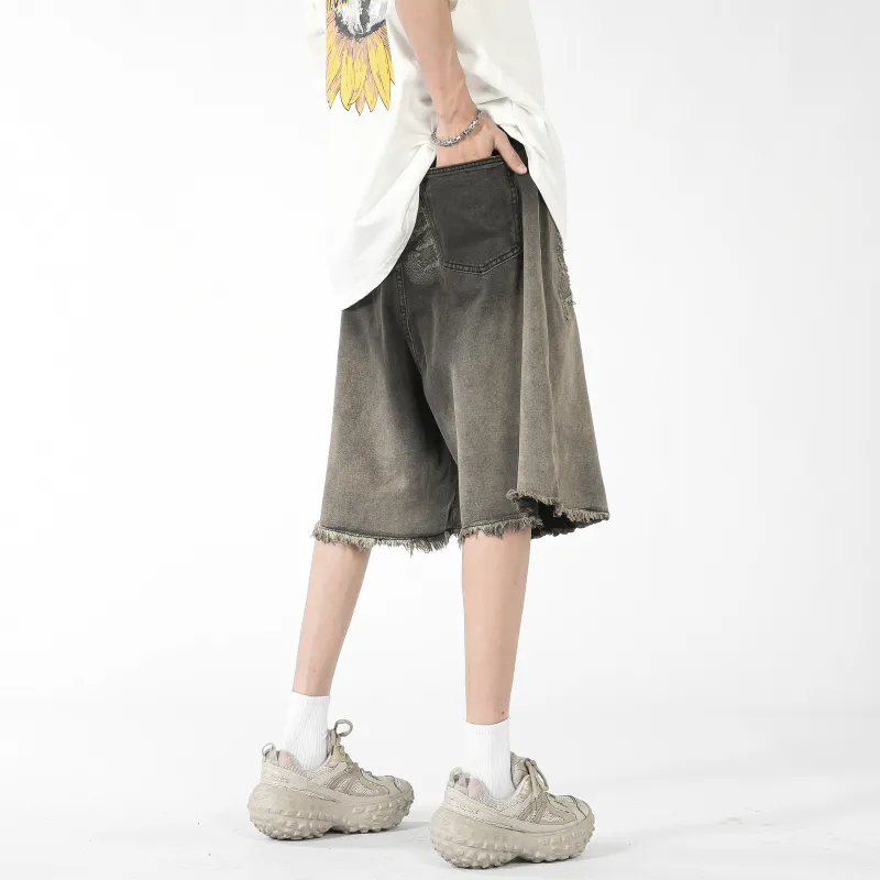 CHARLIE GOLF Denim Shorts Unisex Black Gray-3