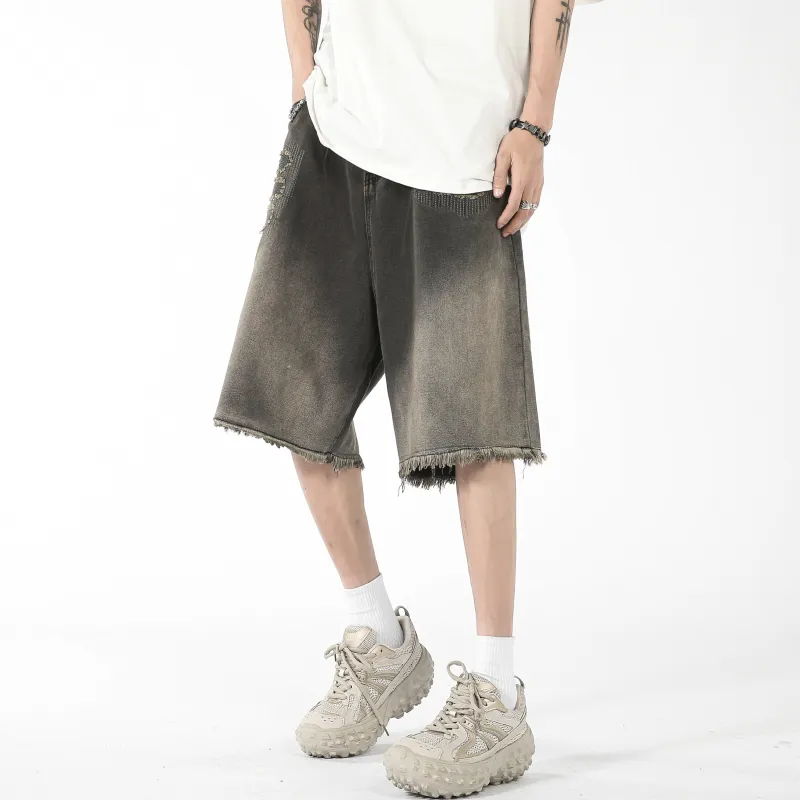 CHARLIE GOLF Denim Shorts Unisex Black Gray-2