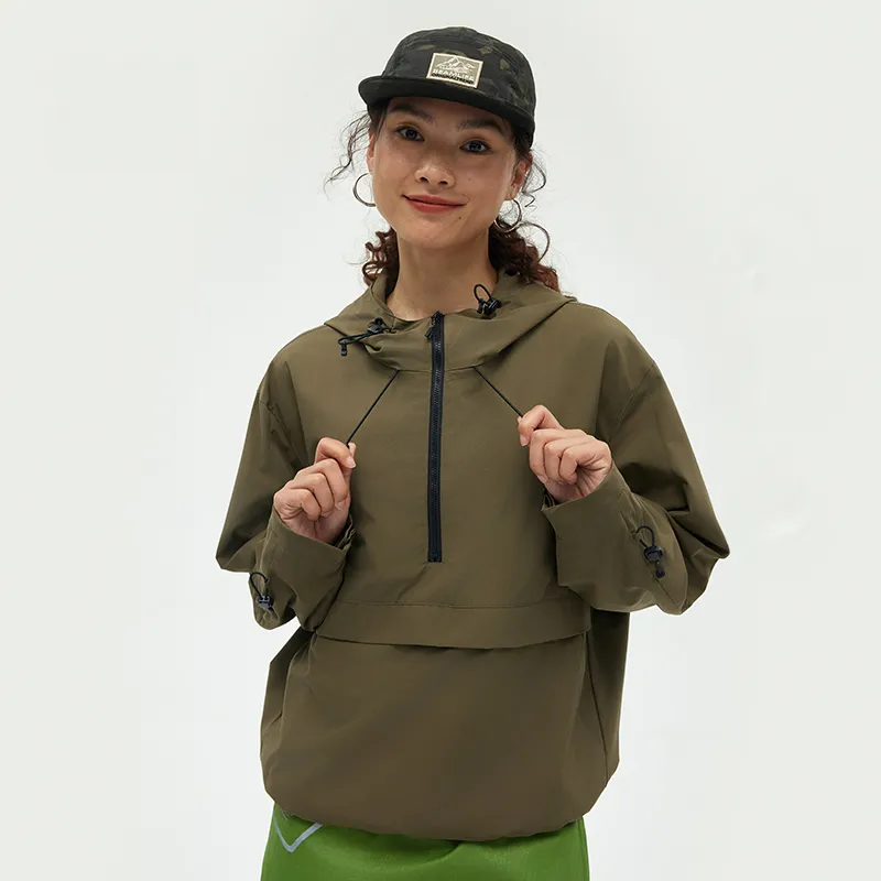 XINQITIAN Windbreaker Jackets Unisex Campsite Brown-1
