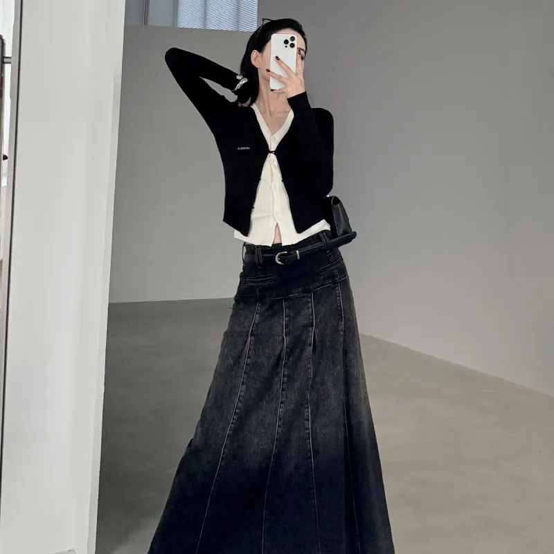 PAPERLLL Denim Long Skirts Women's-2