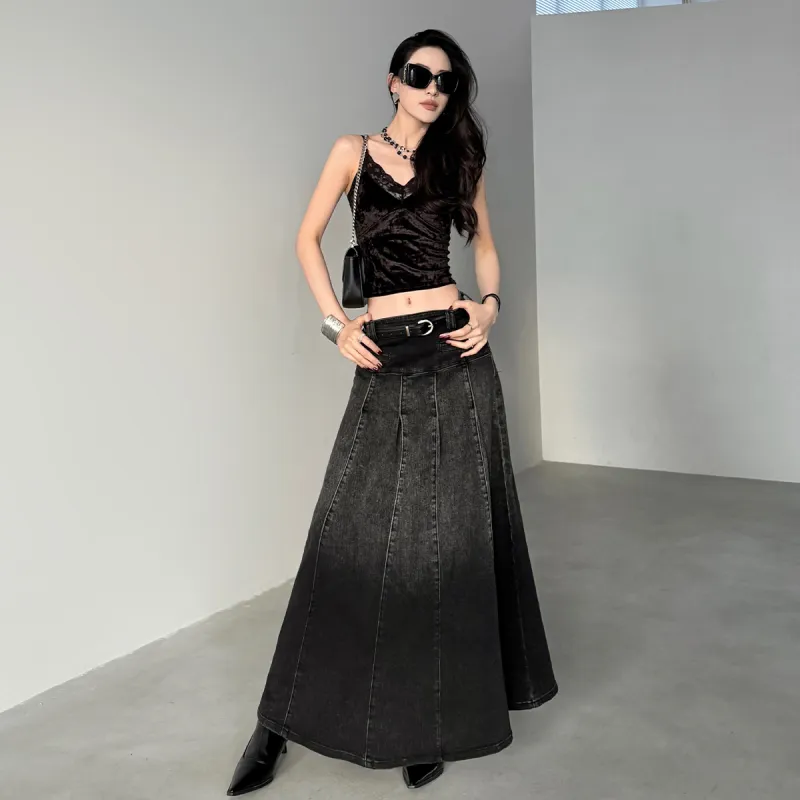PAPERLLL Denim Long Skirts Women's-5