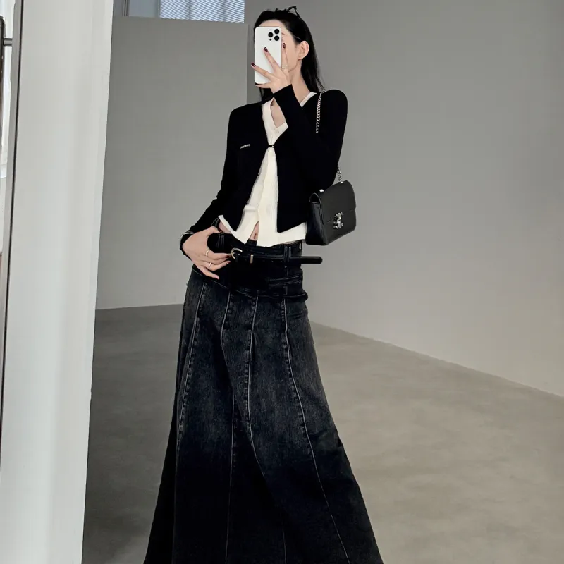 PAPERLLL Denim Long Skirts Women's-3