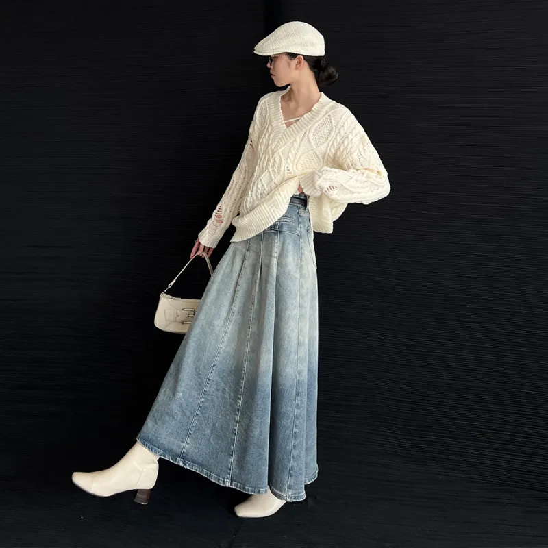 PAPERLLL Denim Long Skirts Women's-12