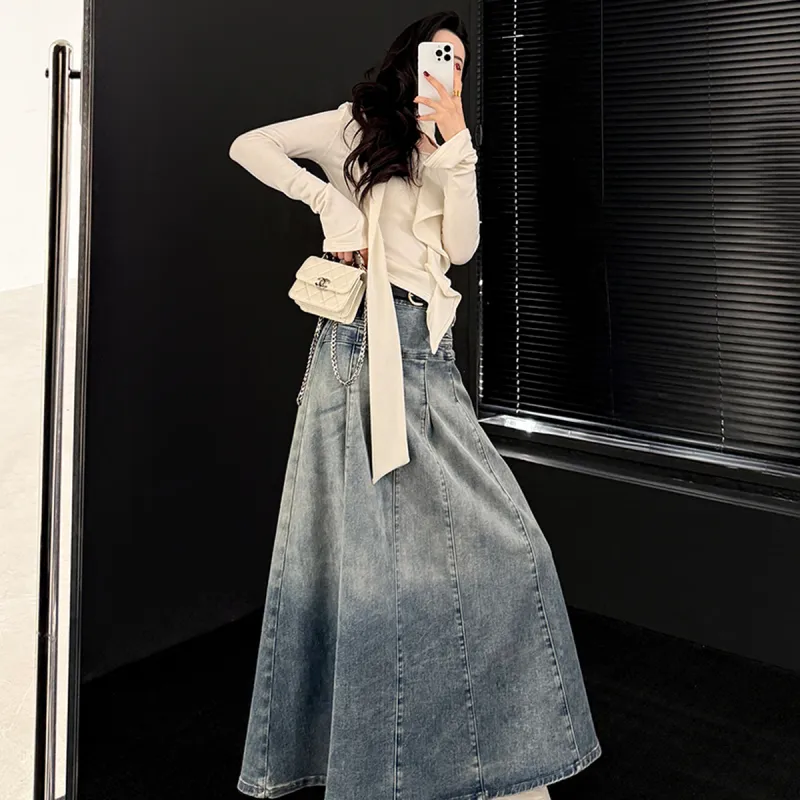 PAPERLLL Denim Long Skirts Women's-13