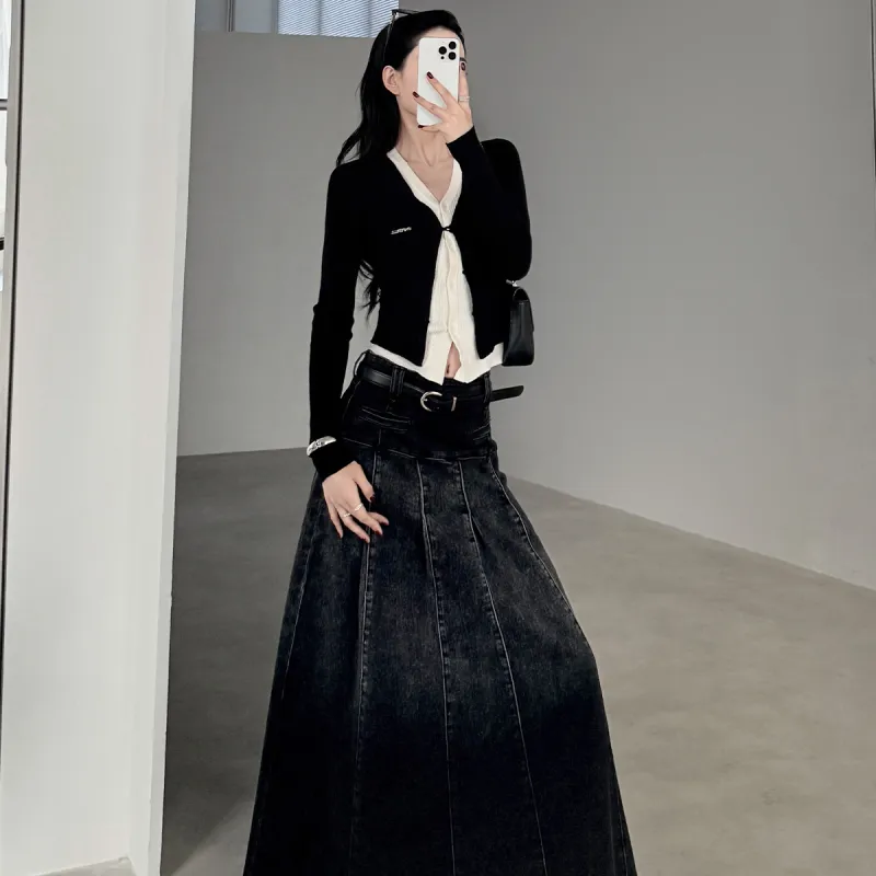 PAPERLLL Denim Long Skirts Women's-6