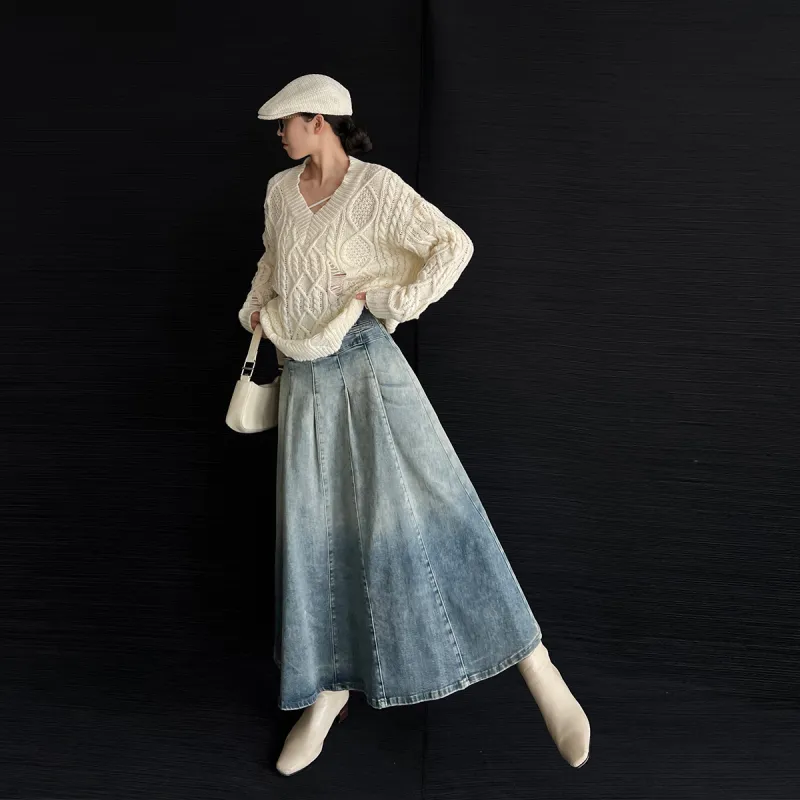 PAPERLLL Denim Long Skirts Women's-11