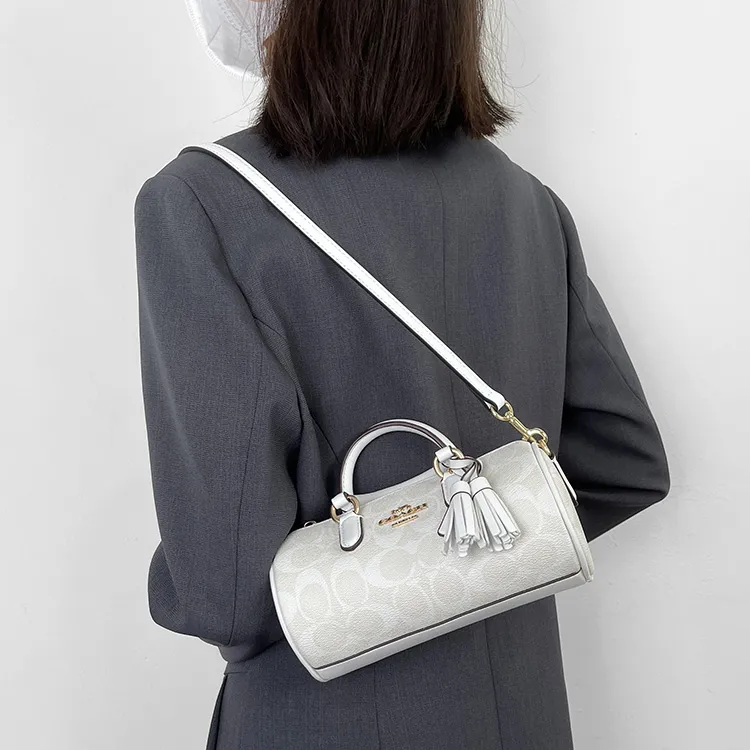 Luxury Care Artisan Workshop Artificial Leather Shoulder Strap Accessories Bag Strap Women's White/Black-4