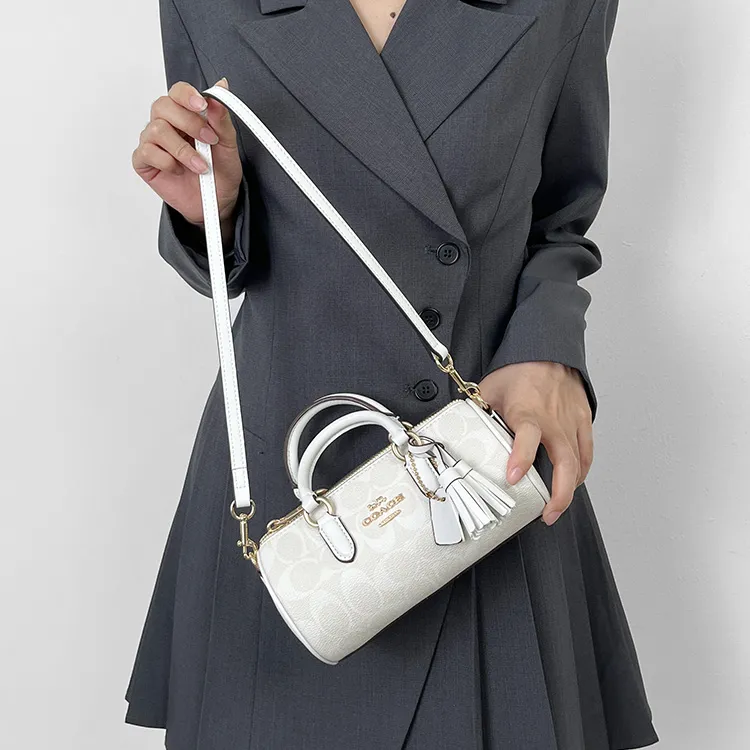 Luxury Care Artisan Workshop Artificial Leather Shoulder Strap Accessories Bag Strap Women's White/Black-5