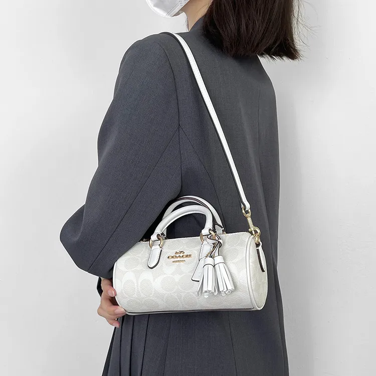 Luxury Care Artisan Workshop Artificial Leather Shoulder Strap Accessories Bag Strap Women's White/Black-3