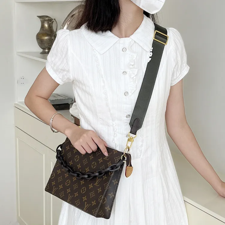 Canvas Shoulder Strap Gold Bag Liner Crossbody Chain Accessories Bag Strap Unisex Green/Brown/Black-1