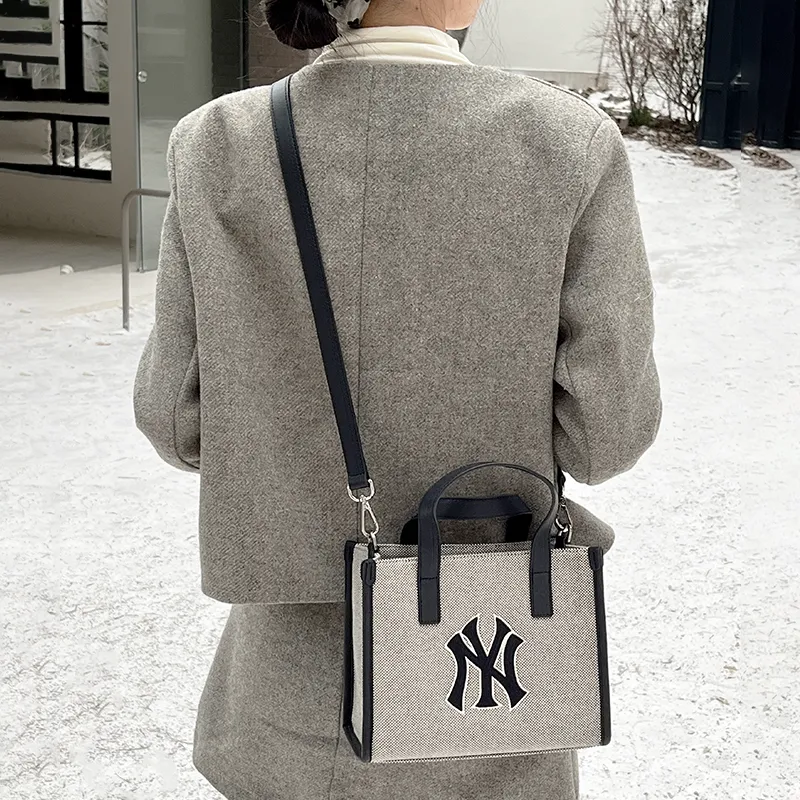 Felt Bag Insert Lining, Storage Mlb, Square Tote, Medium Bag, Zipper Support, Single Purchase, Bag Strap Women's Beige-10