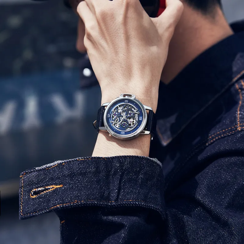 ROSSINI Medallion Collection Mechanical Movement Leather Strap Watch Men's Watches Black Dial-6