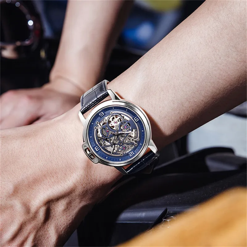 ROSSINI Medallion Collection Mechanical Movement Leather Strap Watch Men's Watches Black Dial-7