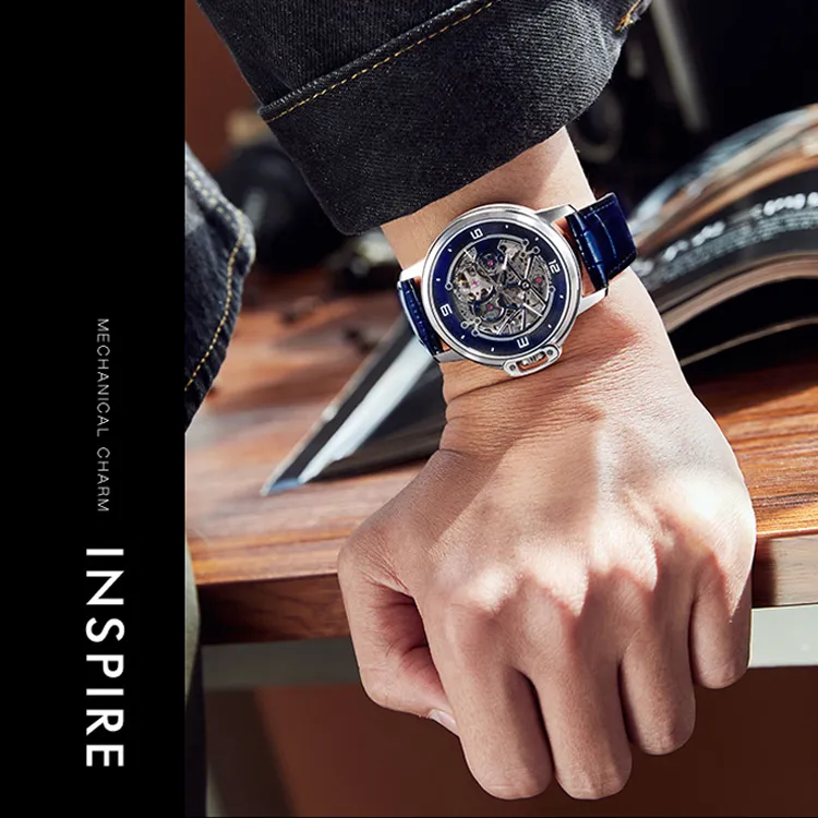 ROSSINI Medallion Collection Mechanical Movement Leather Strap Watch Men's Watches Black Dial-5